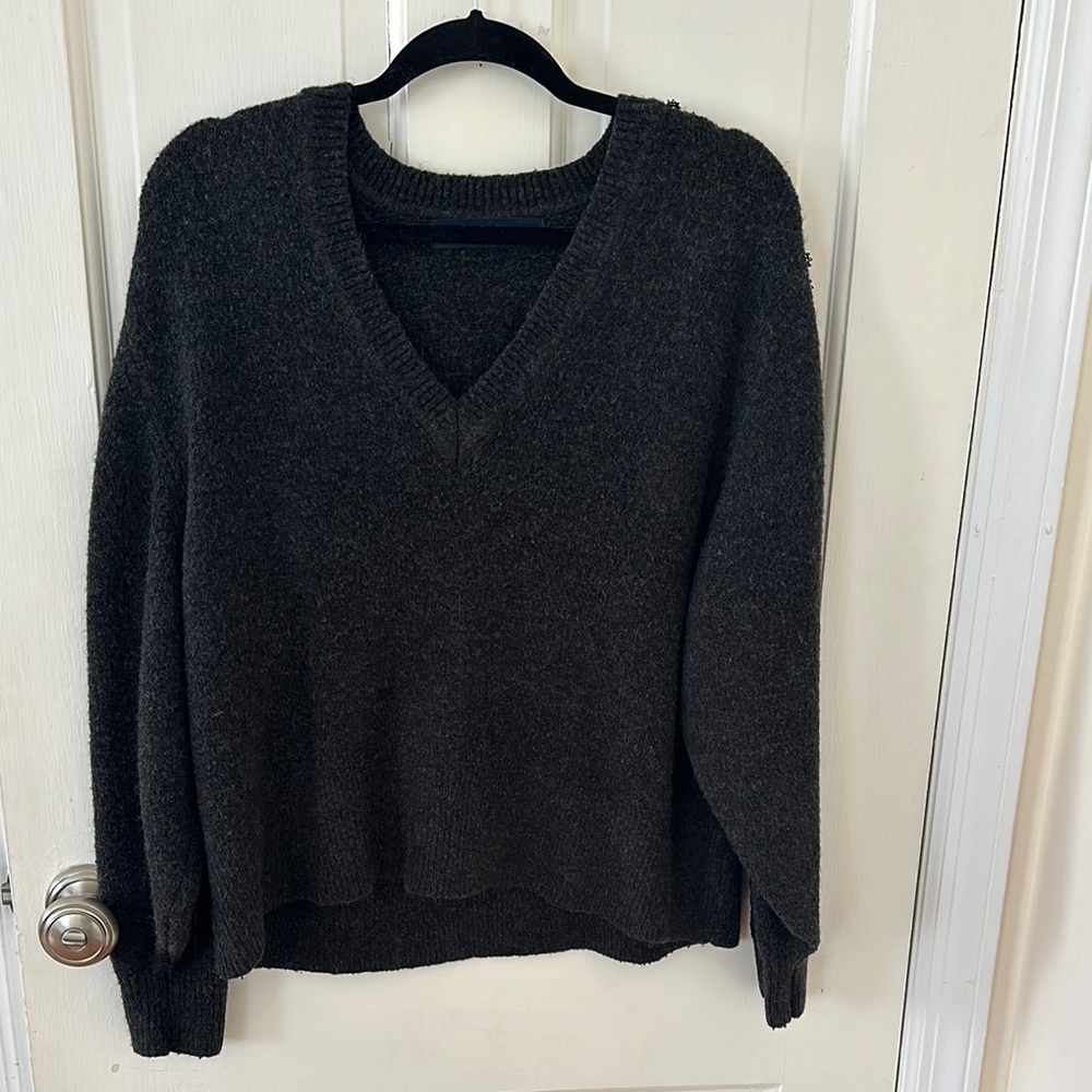 Women's V-Neck Sweater with lace detail on sleeves